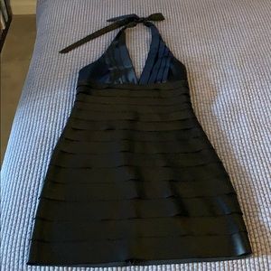BCBG Black Pleated Satin Dress size 6